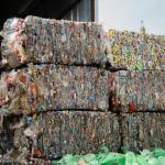 plastic bottles pressed into cubes